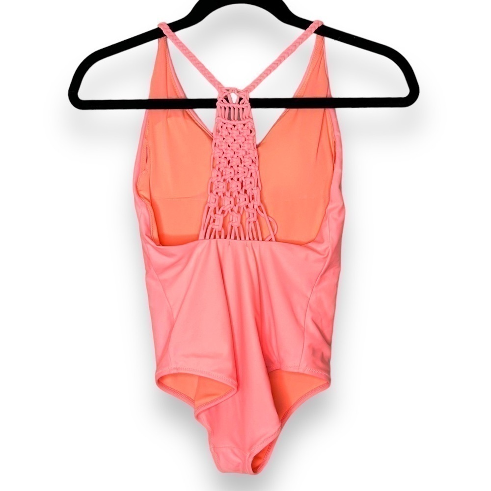 Aerie Coral One Piece Braided Strappy Back